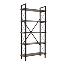 Βιβλιοθήκη Elysian Megapap χρώμα καρυδί - μαύρο 90x33,5x180εκ.