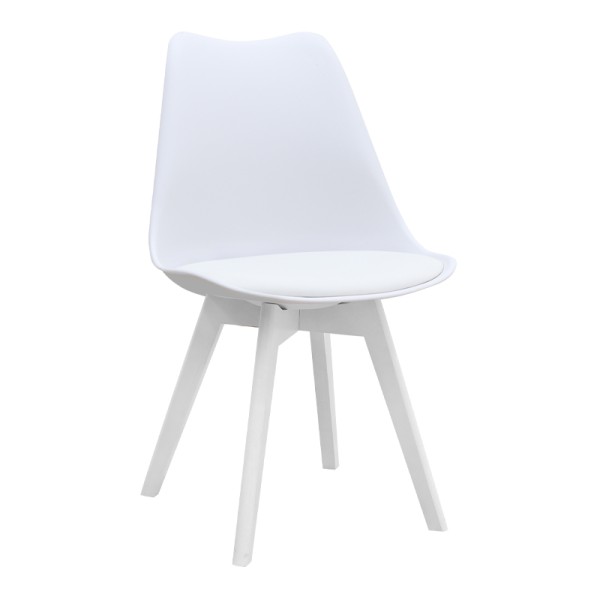 Καρέκλα τραπεζαρίας Viva Megapap PP - PU λευκό - ξύλινο λευκό πόδι 48,5x54x80εκ.