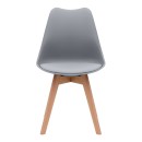 Καρέκλα τραπεζαρίας Viva Megapap PP - PU γκρι - ξύλινο φυσικό πόδι 48,5x54x80εκ.