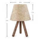 Φωτιστικό επιτραπέζιο Lander Megapap E27 ύφασμα Pvc - ξύλο χρώμα μπεζ χρυσό - καφέ 22x17x33εκ.