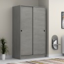 Ντουλάπα ρούχων Regio Megapap δίφυλλη συρόμενη χρώμα γκρι σκυροδέματος 120x60x200εκ.
