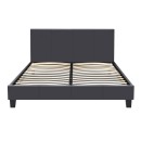 Κρεβάτι Flat Megapap από τεχνόδερμα χρώμα μαύρο ματ 150x200εκ.