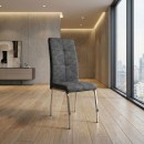 Καρέκλα τραπεζαρίας Alma Megapap γκρι PU - μεταλλικό πόδι χρωμίου 42x53x97εκ. | Σετ 4 τεμ