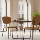 Καρέκλα τραπεζαρίας Kevin Megapap μουσταρδί ύφασμα - μεταλλικό μαύρο πόδι 48x51x87εκ. | Σετ 4 τεμ