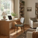 Καρέκλα τραπεζαρίας Kevin Megapap λαδί ύφασμα - μεταλλικό μαύρο πόδι 48x51x87εκ. | Σετ 4 τεμ