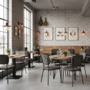 Καρέκλα τραπεζαρίας Kevin Megapap γκρι ύφασμα - μεταλλικό μαύρο πόδι 48x51x87εκ. | Σετ 4 τεμ