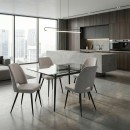 Καρέκλα τραπεζαρίας Christy Megapap μπεζ ύφασμα - μεταλλικό μαύρο πόδι 47x59x90εκ. | Σετ 4 τεμ