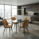 Καρέκλα τραπεζαρίας Christy Megapap μουσταρδί ύφασμα - μεταλλικό μαύρο πόδι 47x59x90εκ. | Σετ 4 τεμ