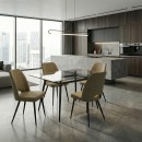 Καρέκλα τραπεζαρίας Christy Megapap λαδί ύφασμα - μεταλλικό μαύρο πόδι 47x59x90εκ. | Σετ 4 τεμ