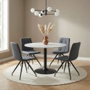 Καρέκλα τραπεζαρίας Bianca Megapap γκρι ύφασμα - μεταλλικό μαύρο πόδι 43x56x84εκ. | Σετ 4 τεμ