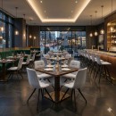 Καρέκλα τραπεζαρίας Bianca Megapap μπεζ ύφασμα - μεταλλικό μαύρο πόδι 43x56x84εκ. | Σετ 4 τεμ