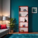 Βιβλιοθήκη Max Megapap σε χρώμα κόκκινο 58x23x170εκ.