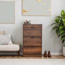 Παπουτσοθήκη Flat Megapap 18 ζεύγων σε χρώμα καρυδί 75x29x128εκ.