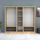 Ντουλάπα ρούχων Ricardo Megapap πεντάφυλλη με συρτάρια χρώμα φυσικό οξιάς 200x51,8x181εκ.