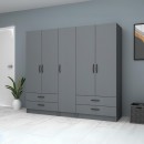 Ντουλάπα ρούχων Ricardo Megapap πεντάφυλλη με συρτάρια χρώμα ανθρακί 200x51,8x181εκ.