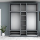 Ντουλάπα ρούχων Ricardo Megapap πεντάφυλλη με πατάρι και συρτάρια χρώμα ανθρακί 200x51,8x240εκ.