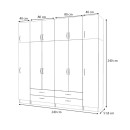 Ντουλάπα ρούχων Ricardo Megapap εξάφυλλη με πατάρι και συρτάρια χρώμα καρυδί 240x51,8x240εκ.