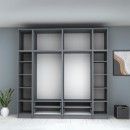 Ντουλάπα ρούχων Ricardo Megapap εξάφυλλη με πατάρι και συρτάρια χρώμα ανθρακί 240x51,8x240εκ.