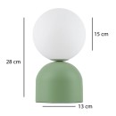 Φωτιστικό επιτραπέζιο Albus Megapap E14 μεταλλικό - γυάλινο χρώμα πράσινο - λευκό Ø13x28εκ.
