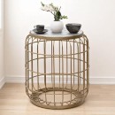 Σκαμπώ - Τραπεζάκι βοηθητικό Muller Megapap μεταλλικό - Mdf χρώμα χρυσό - λευκό 35x35x47εκ.