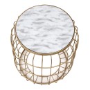 Σκαμπώ - Τραπεζάκι βοηθητικό Muller Megapap μεταλλικό - Mdf χρώμα χρυσό - λευκό 35x35x47εκ.