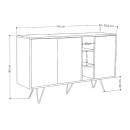 Μπουφές μελαμίνης Flynn Megapap χρώμα φυσικό οξιάς 142x35,6x83εκ.