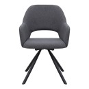 Πολυθρόνα τραπεζαρίας Gabriel Megapap γκρι ύφασμα - μεταλλικό μαύρο πόδι 58x60x85εκ.