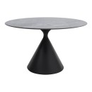 Τραπέζι Logan Megapap sintered stone - μέταλλο χρώμα γκρι εφέ μαρμάρου - μαύρο Ø120x72εκ.