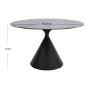 Τραπέζι Logan Megapap sintered stone - μέταλλο χρώμα γκρι εφέ μαρμάρου - μαύρο Ø120x72εκ.