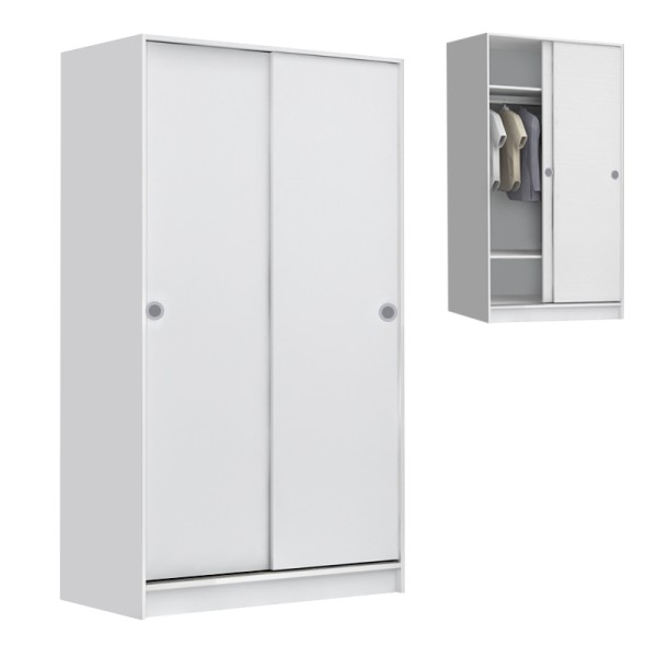 Ντουλάπα ρούχων Misra Megapap δίφυλλη συρόμενη χρώμα λευκό 94x52x182εκ.