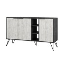 Μπουφές μελαμίνης Clara Megapap χρώμα γκρι ρετρό - λευκό αντικέ 142x35,6x83εκ.