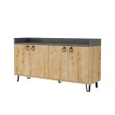 Μπουφές μελαμίνης Dea Megapap χρώμα φυσικό οξιάς - ανθρακί 140x36x80εκ.