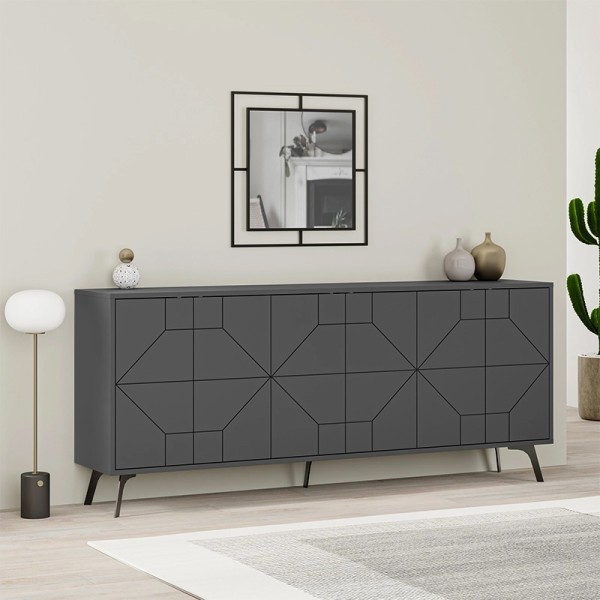 Μπουφές μελαμίνης Dune Megapap χρώμα ανθρακί 184x35x77,4εκ.