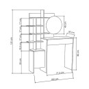 Τουαλέτα με καθρέπτη Mup Megapap χρώμα λευκό - sapphire oak 105x35x151εκ.
