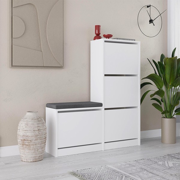 Παπουτσοθήκη μελαμίνης Dude Megapap χρώμα λευκό 104,8x26x118,5εκ.