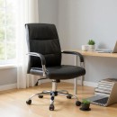 Καρέκλα γραφείου διευθυντική Matteo Megapap από τεχνόδερμα χρώμα μαύρο 60x66x105/115εκ.