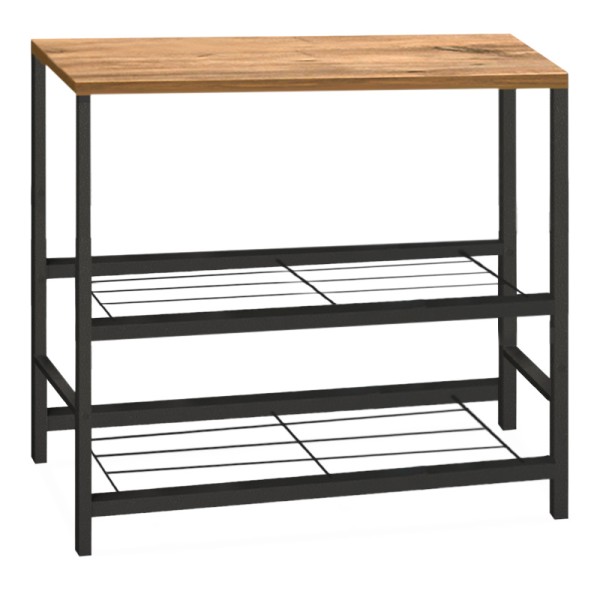 Τραπεζάκι βοηθητικό για φουρνάκι Mulligan Megapap μεταλλικό - μελαμίνης χρώμα μαύρο - pine oak 80x40x80εκ.