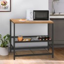 Τραπεζάκι βοηθητικό για φουρνάκι Mulligan Megapap μεταλλικό - μελαμίνης χρώμα μαύρο - pine oak 80x40x80εκ.