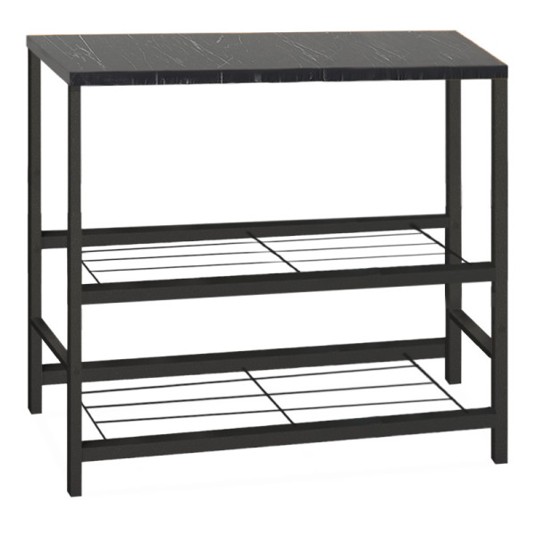 Τραπεζάκι βοηθητικό για φουρνάκι Mulligan Megapap μεταλλικό - μελαμίνης χρώμα μαύρο - εφέ μαρμάρου 80x40x80εκ.