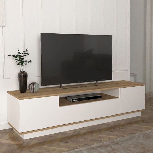 Έπιπλο τηλεόρασης Fedya Megapap χρώμα λευκό - sapphire oak 180x45x44,6εκ.