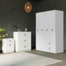 Ντουλάπα ρούχων Hampton Megapap τετράφυλλη με συρτάρια χρώμα λευκό 140x52x185εκ.