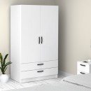 Ντουλάπα ρούχων Victoria Megapap δίφυλλη με συρτάρια χρώμα λευκό 100x60x181εκ.