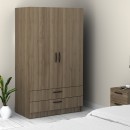 Ντουλάπα ρούχων Victoria Megapap δίφυλλη με συρτάρια χρώμα καρυδί 100x60x181εκ.
