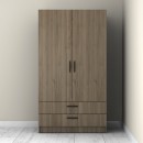 Ντουλάπα ρούχων Victoria Megapap δίφυλλη με συρτάρια χρώμα καρυδί 100x60x181εκ.