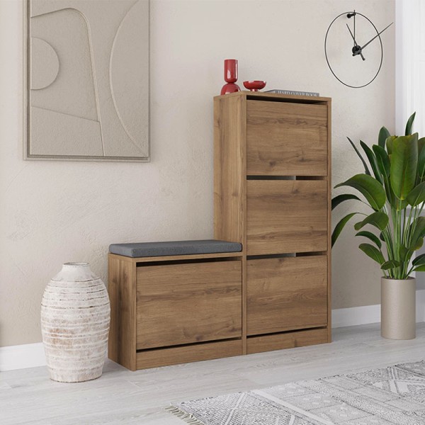 Παπουτσοθήκη μελαμίνης Dude Megapap χρώμα ανοιχτό καφέ 104,8x26x118,5εκ.