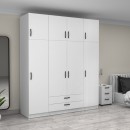 Ντουλάπα ρούχων Victoria Megapap τετράφυλλη με πατάρι και συρτάρια χρώμα λευκό 200x60x240εκ.