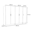 Ντουλάπα ρούχων Victoria Megapap πεντάφυλλη χρώμα καρυδί 250x60x181εκ.