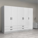 Ντουλάπα ρούχων Victoria Megapap πεντάφυλλη με συρτάρια χρώμα λευκό 250x60x181εκ.
