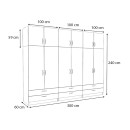 Ντουλάπα ρούχων Victoria Megapap εξάφυλλη με πατάρι και συρτάρια χρώμα καρυδί 300x60x240εκ.