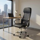 Καρέκλα γραφείου Ovis Megapap με τεχνόδερμα και ύφασμα Mesh χρώμα μαύρο 63x63x119/129εκ.